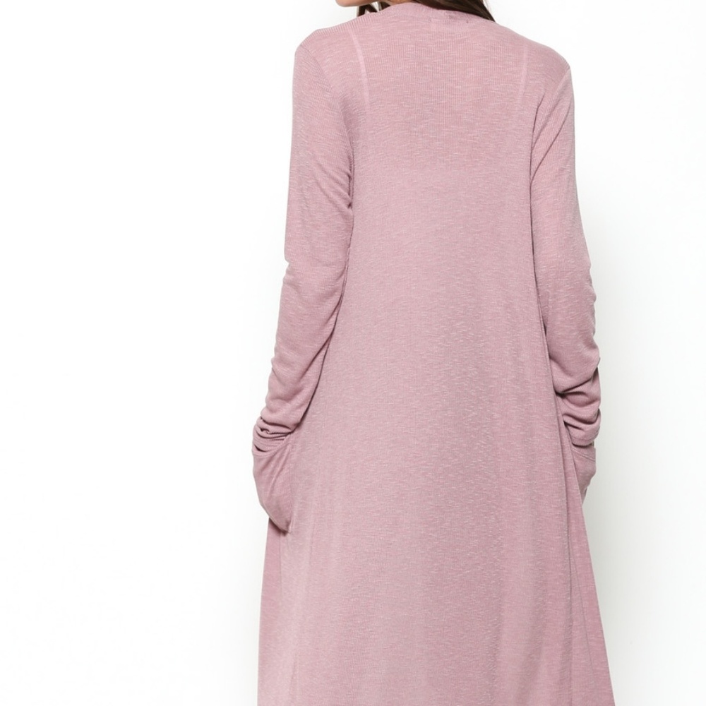 HP🎉Dusty Rose Longline rib lightweight cardigan - Picture 7 of 8